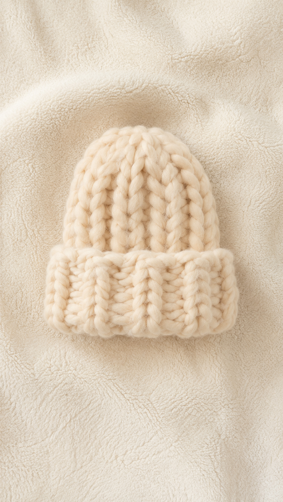 Chunky Knit Beanie in 100% Merino Wool