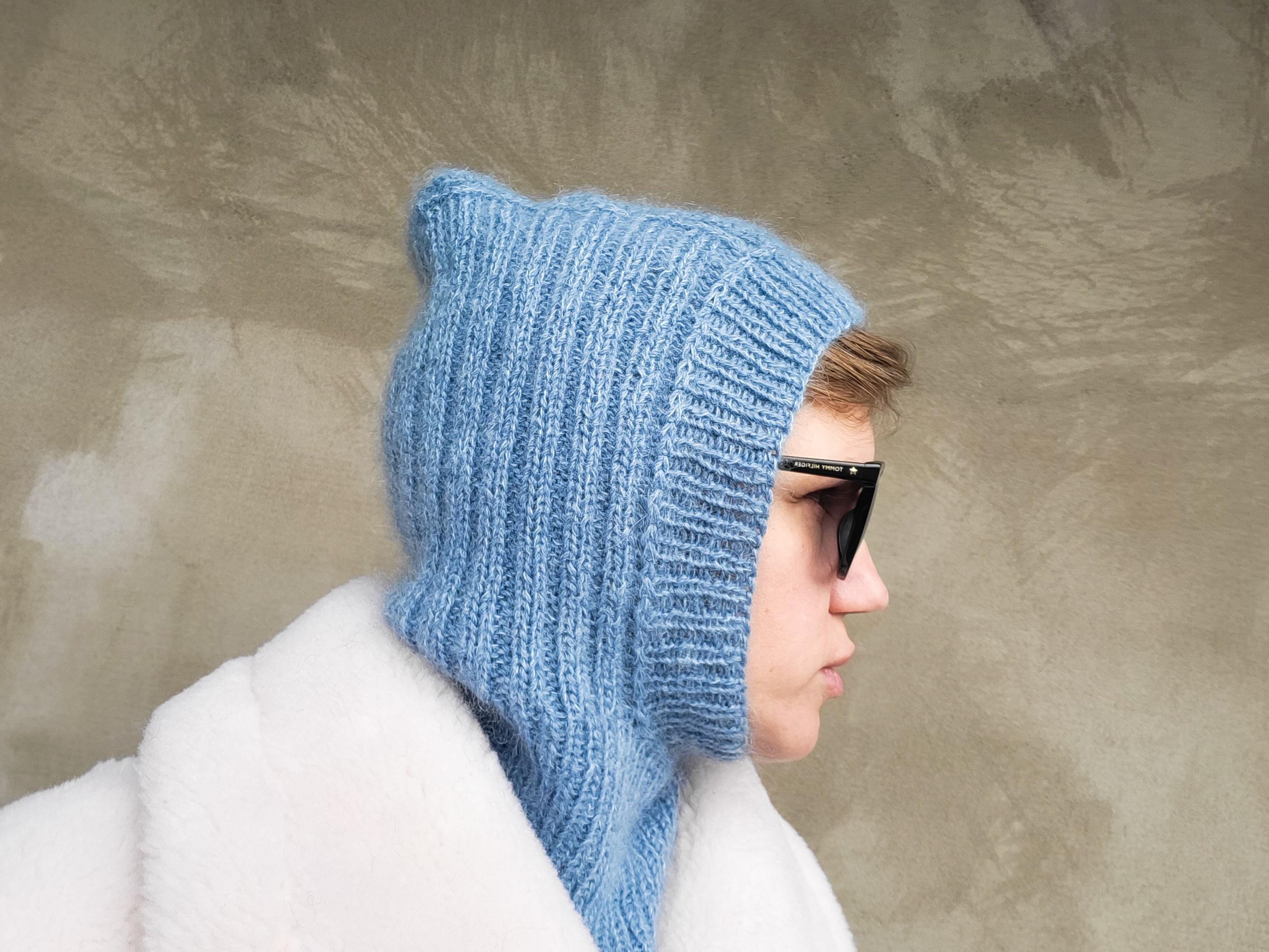 Handmade Merino Wool Balaclava Hood: Mohair Knit Cowl