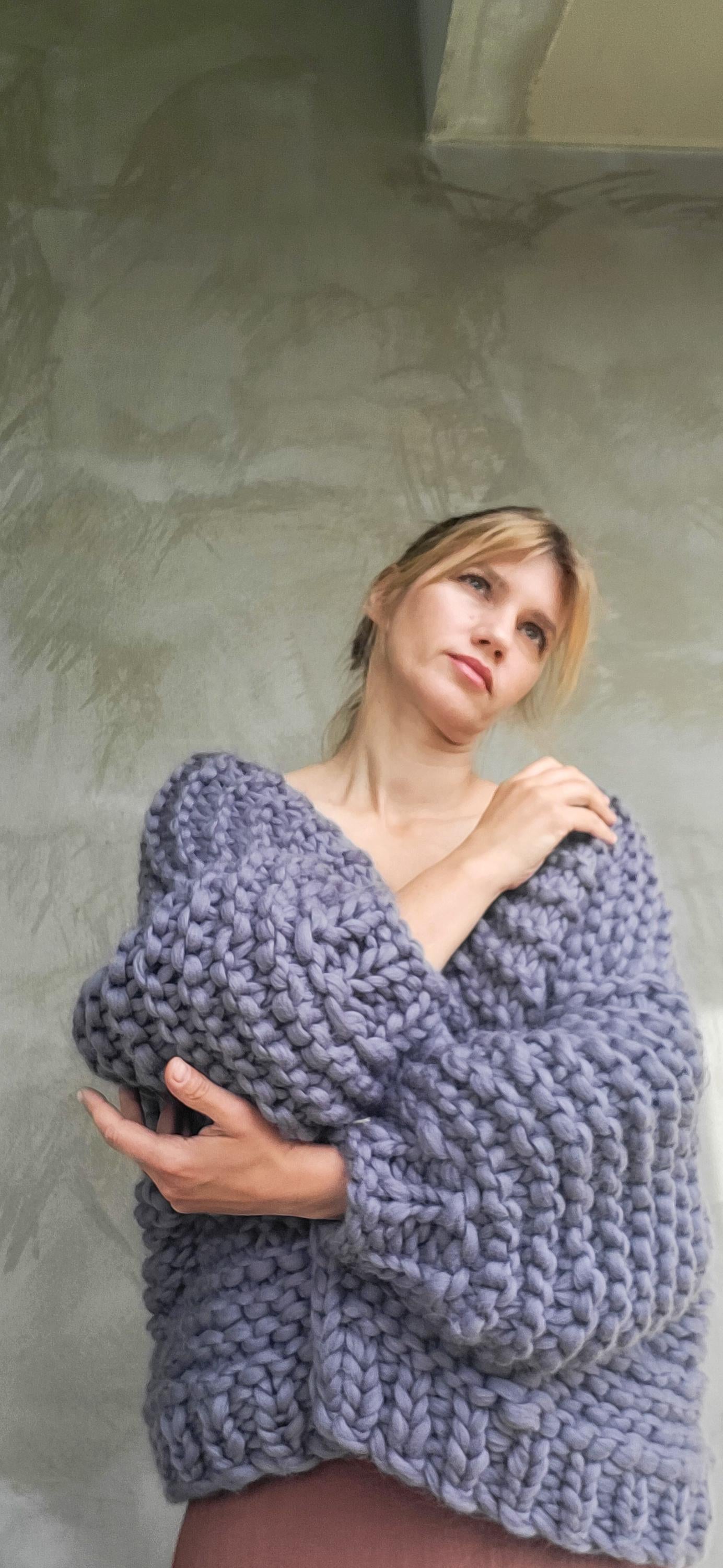 Handmade Chunky Knit Wool Cardigan: Oversized Maxi Duster Sweater