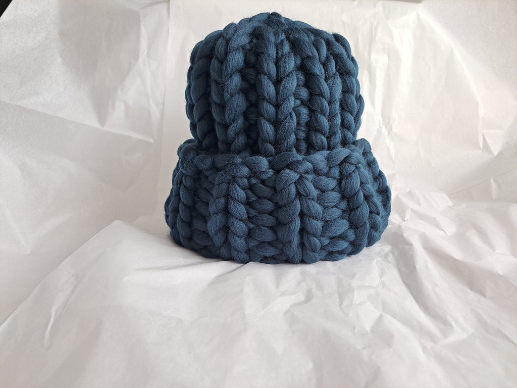 Hand Knit Merino Wool Chunky Beanie: Winter Hat
