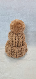 Merino Wool Chunky Knit Beanie Pom Pom Hat