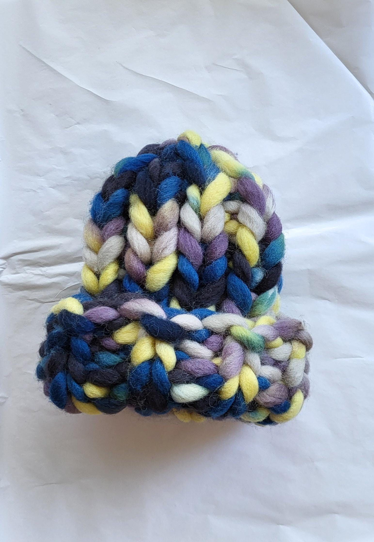 Rainbow Merino Wool Chunky Knit Beanie
