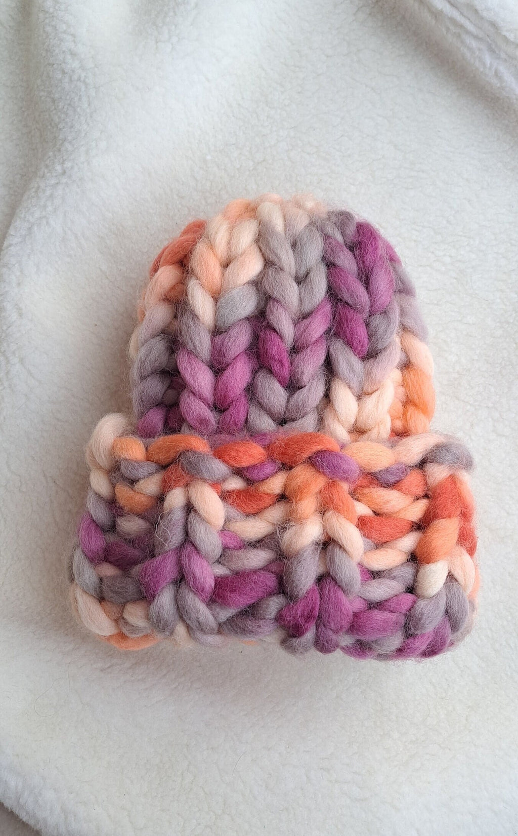 Women Chunky Knit Beanie, Rainbow Wool Winter Knit Hat