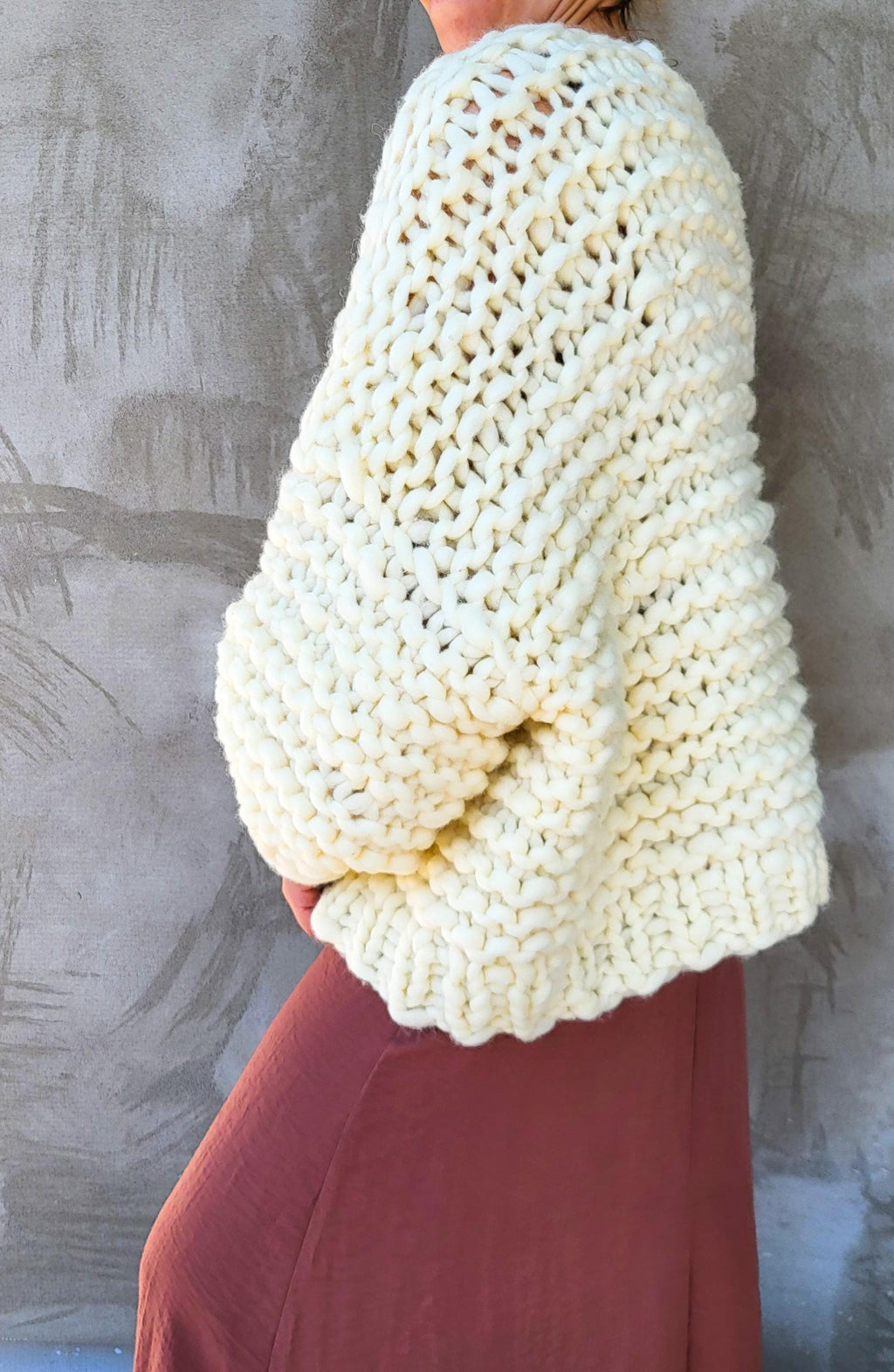 Handmade Chunky Knit Merino Wool Oversize Cardigan