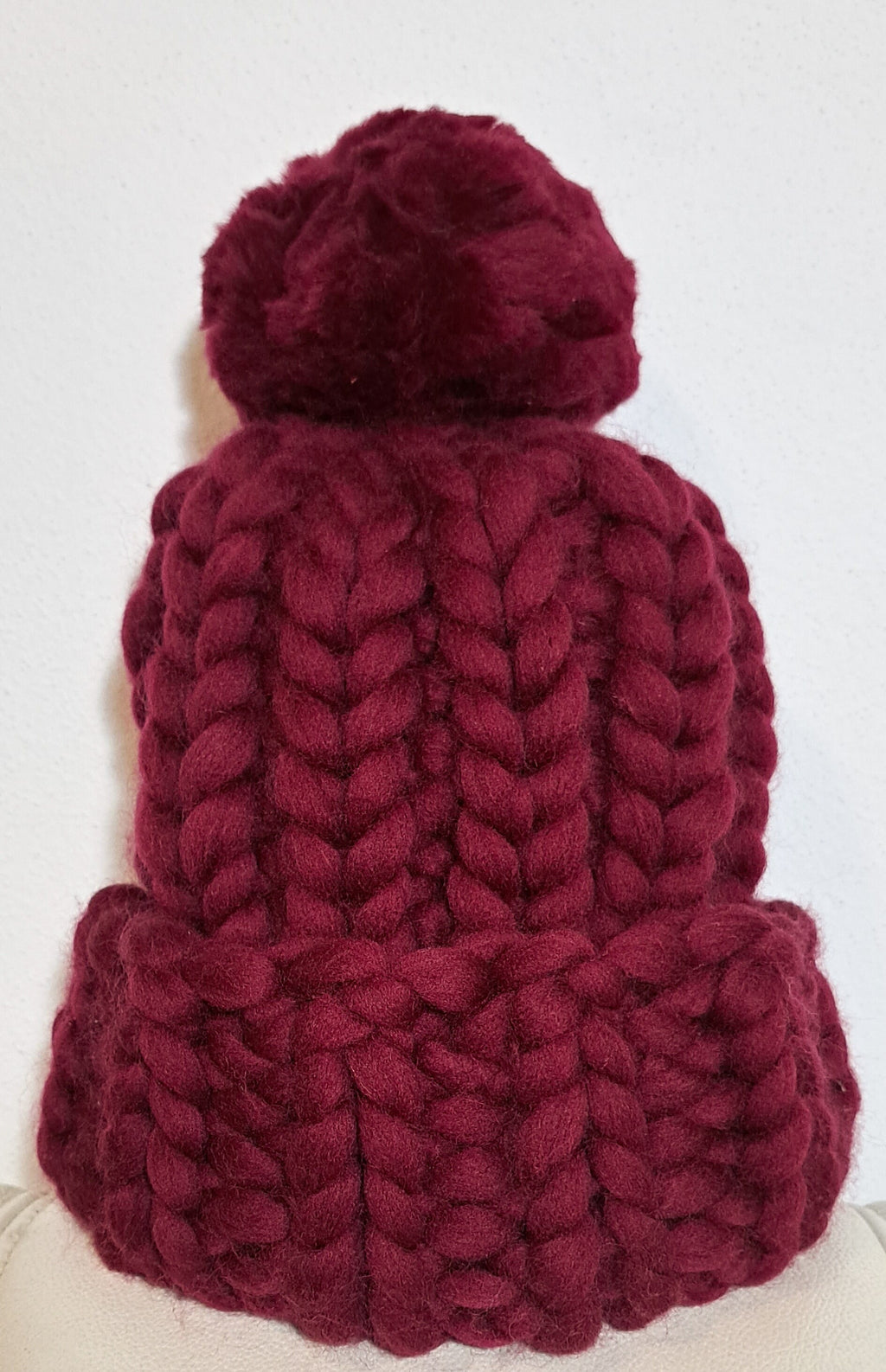 Merino Wool Knit Beanie: Super Chunky Pom Pom Winter Hat