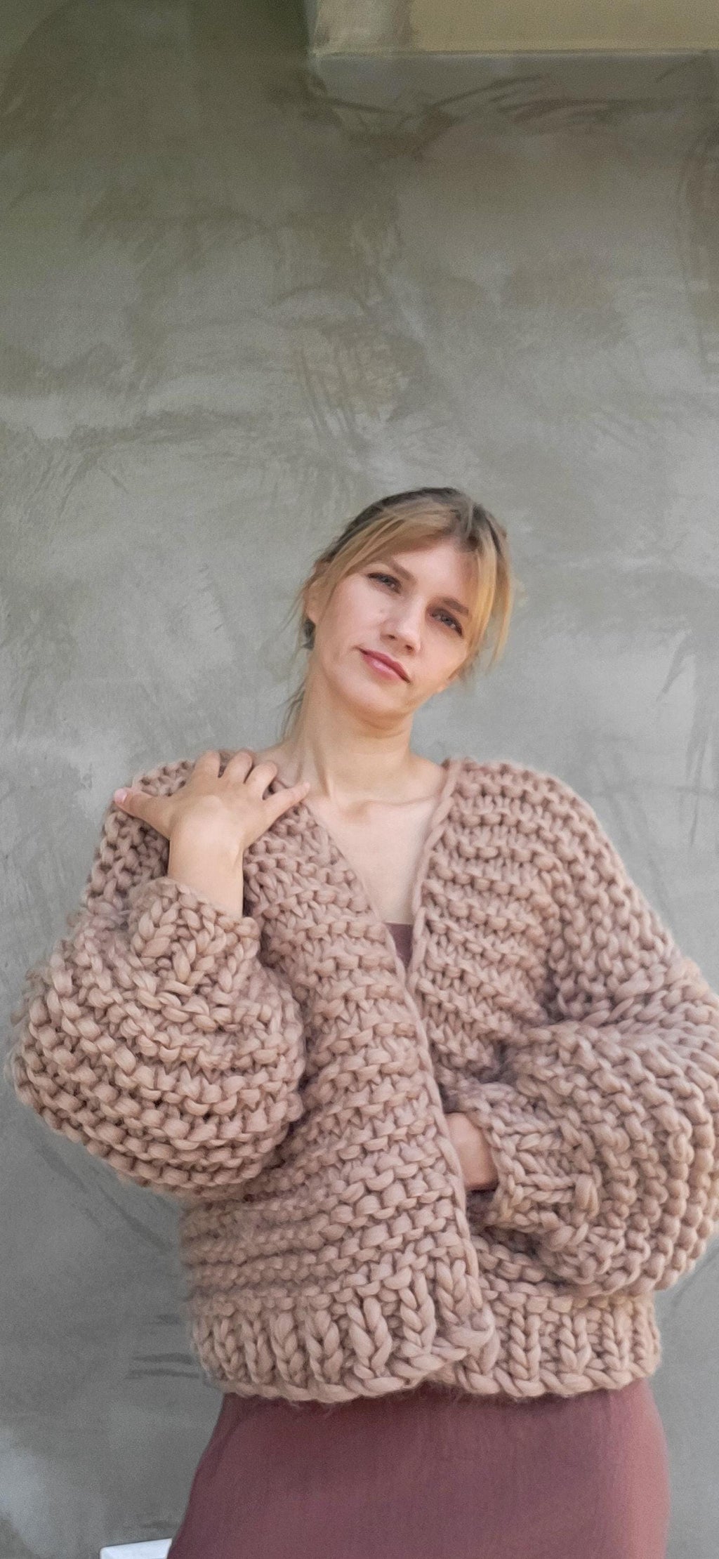 Handmade Chunky Knit Wool Cardigan: Oversized Maxi Duster Sweater