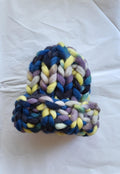 Women Chunky Knit Beanie, Rainbow Wool Winter Knit Hat