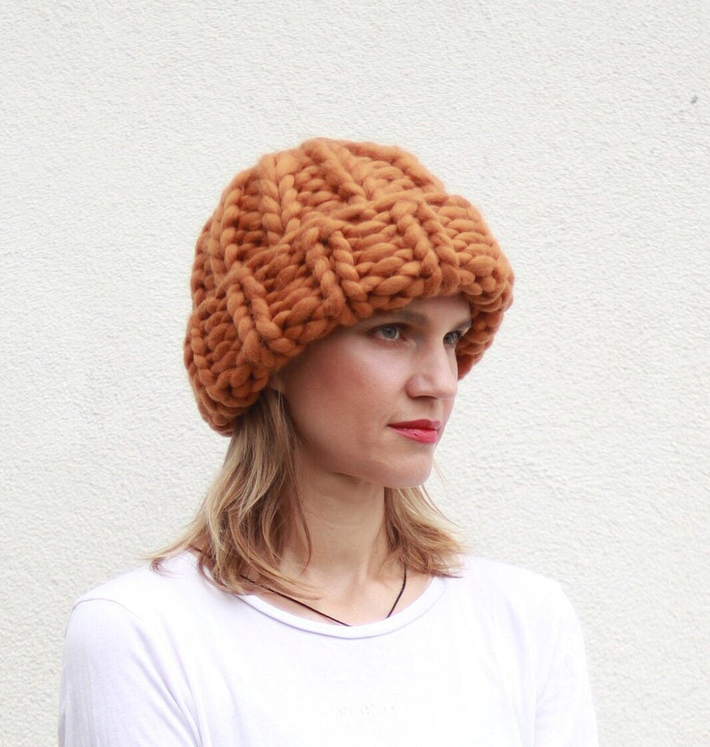 Chunky Knit Merino Wool Beanie: Unisex Winter Hat