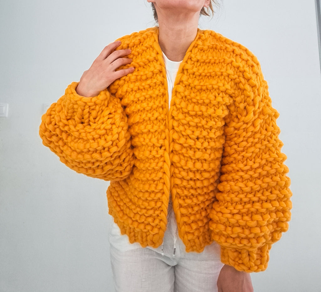 Handmade Chunky Knit Wool Cardigan: Oversized Maxi Duster Sweater