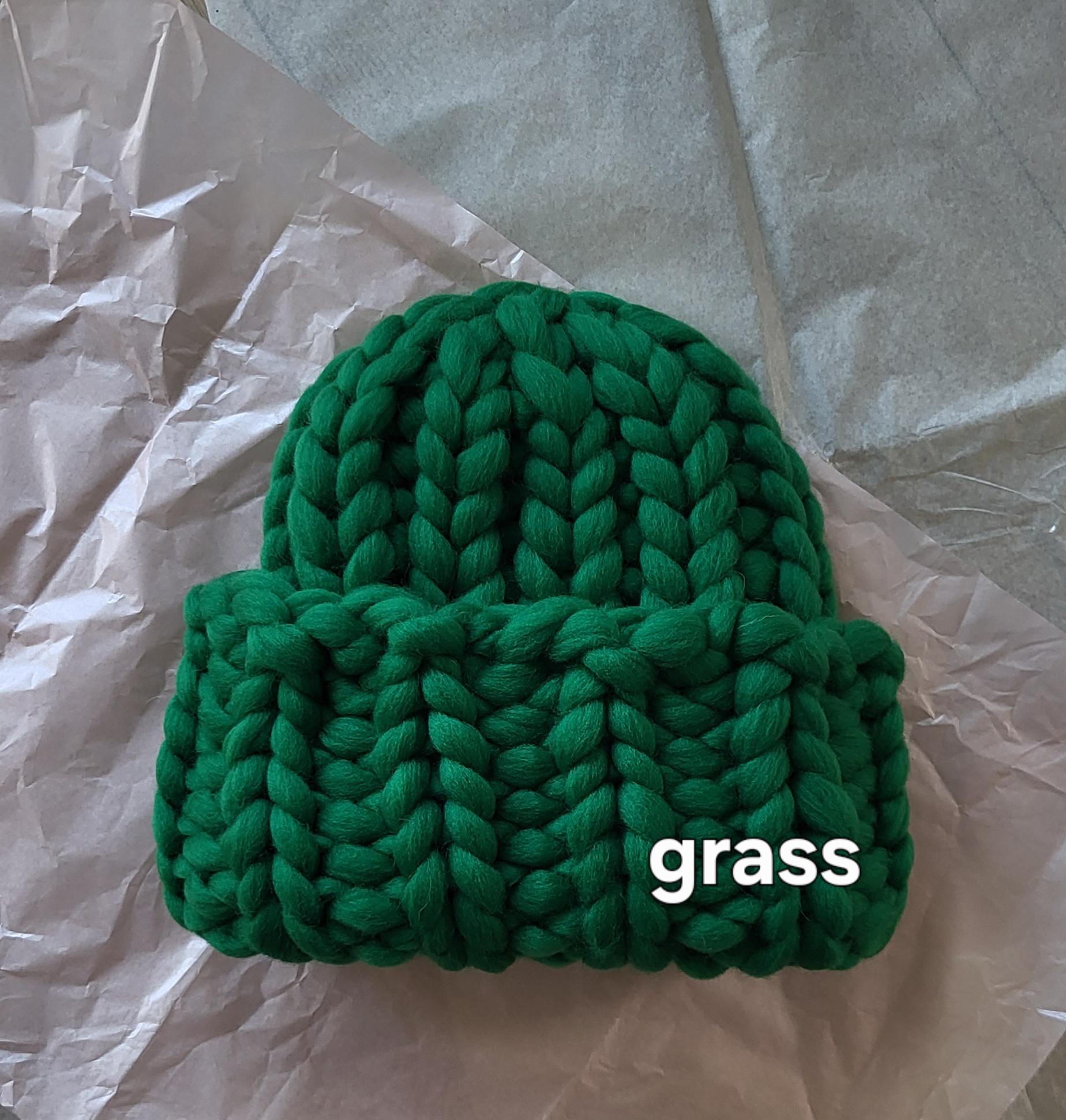 Merino Wool Chunky Knit Beanie Pom Pom Hat