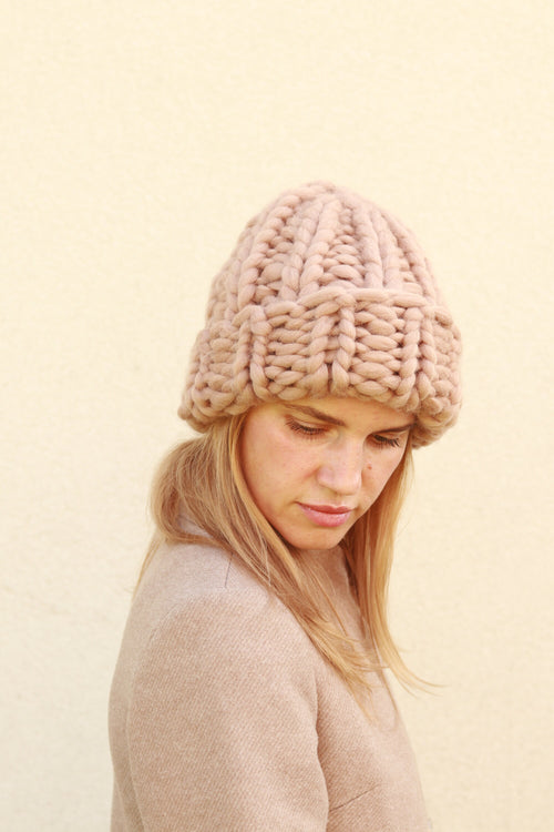 Chunky Knit Merino Wool Beanie. Unisex Winter Hat