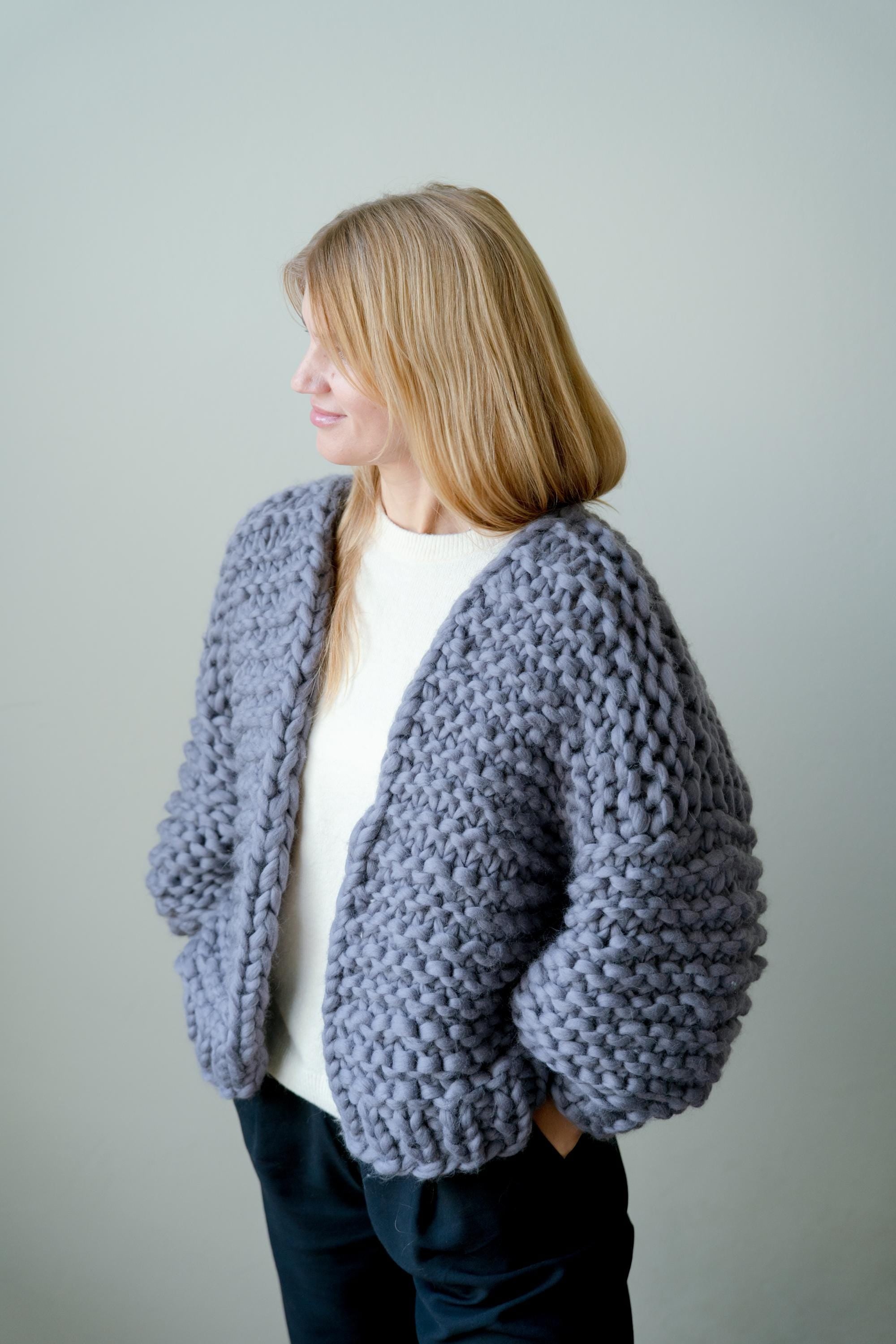 Handmade Chunky Knit Merino Wool Oversize Cardigan