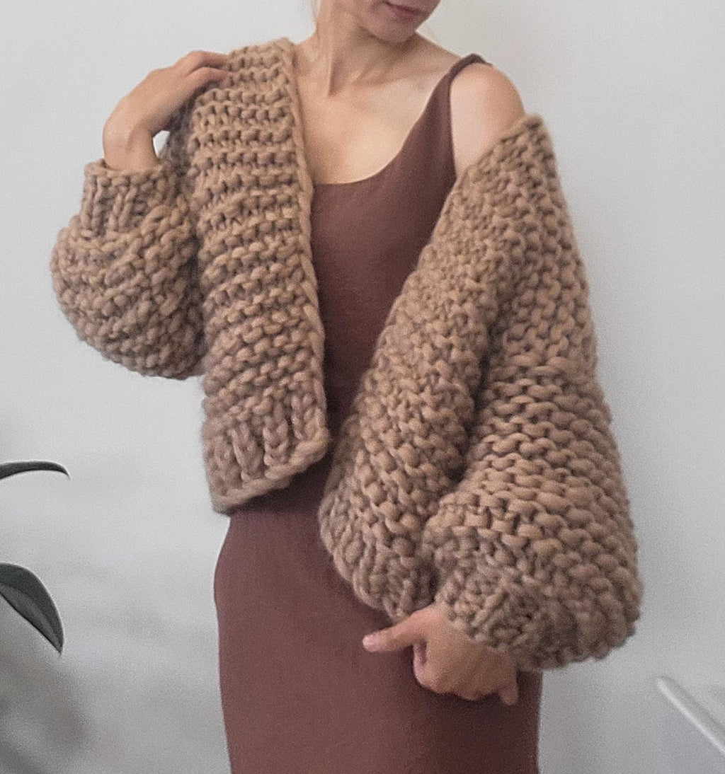 Handmade Chunky Knit Merino Wool Oversize Cardigan