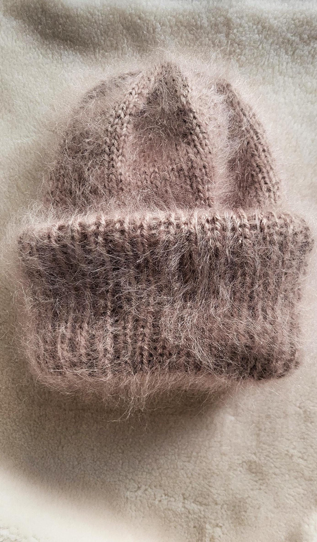 Chunky Mohair Knit Beanie: Fluffy Winter Hat
