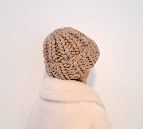 Chunky Knit Beanie – 100% Merino Wool Winter Hat
