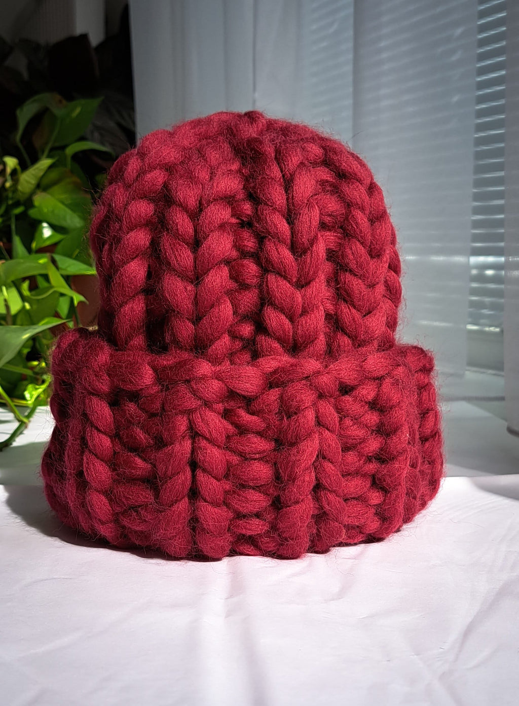Merino Wool Chunky Knit Beanie Pom Pom Hat