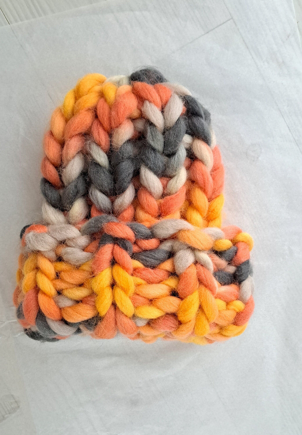 Women Chunky Knit Beanie, Rainbow Wool Winter Knit Hat