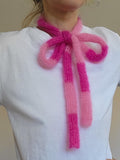 Mohair Silk Mini Scarf: Skinny Fluffy Multicolored Neck Scarf