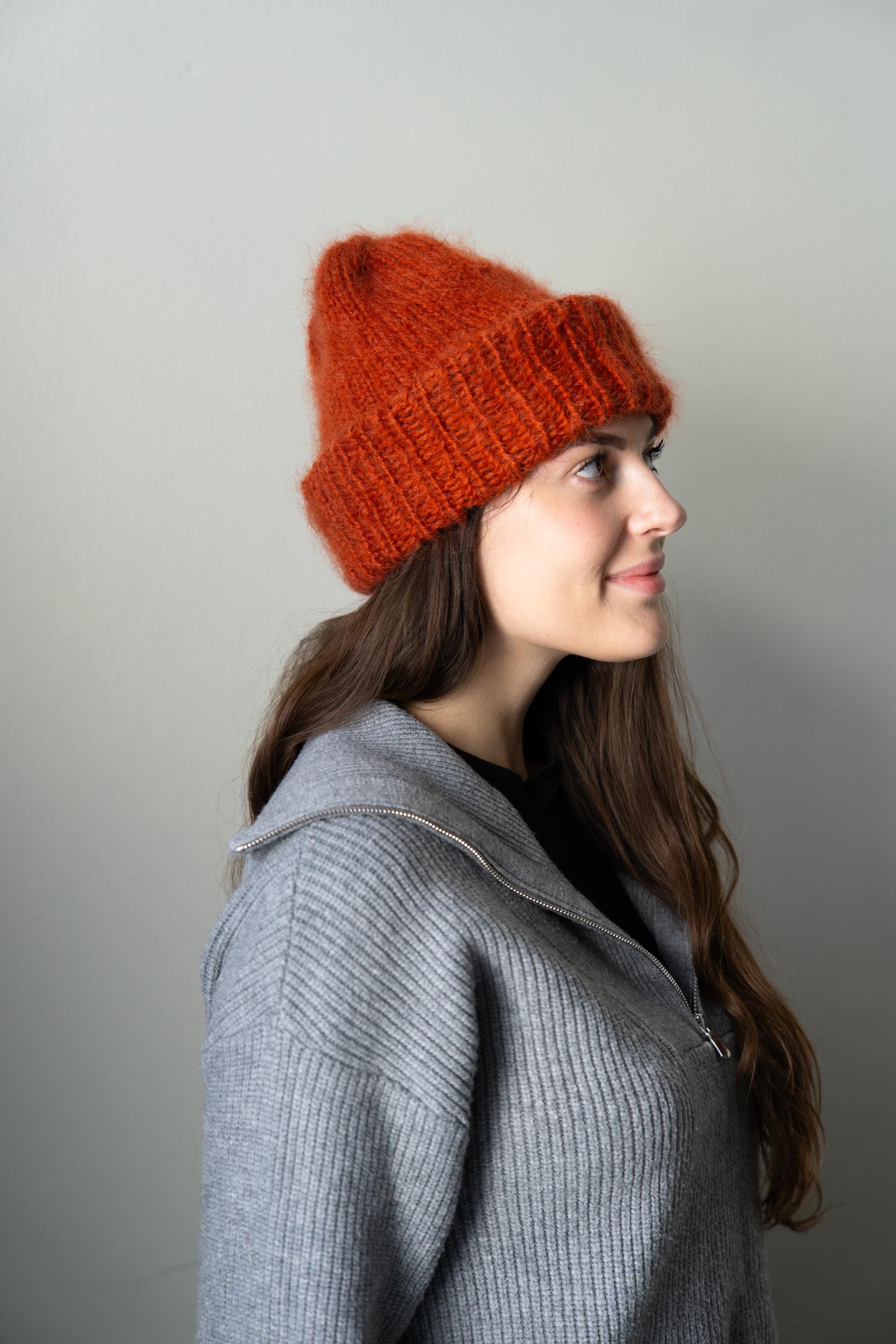 Chunky Mohair Knit Beanie: Fluffy Winter Hat