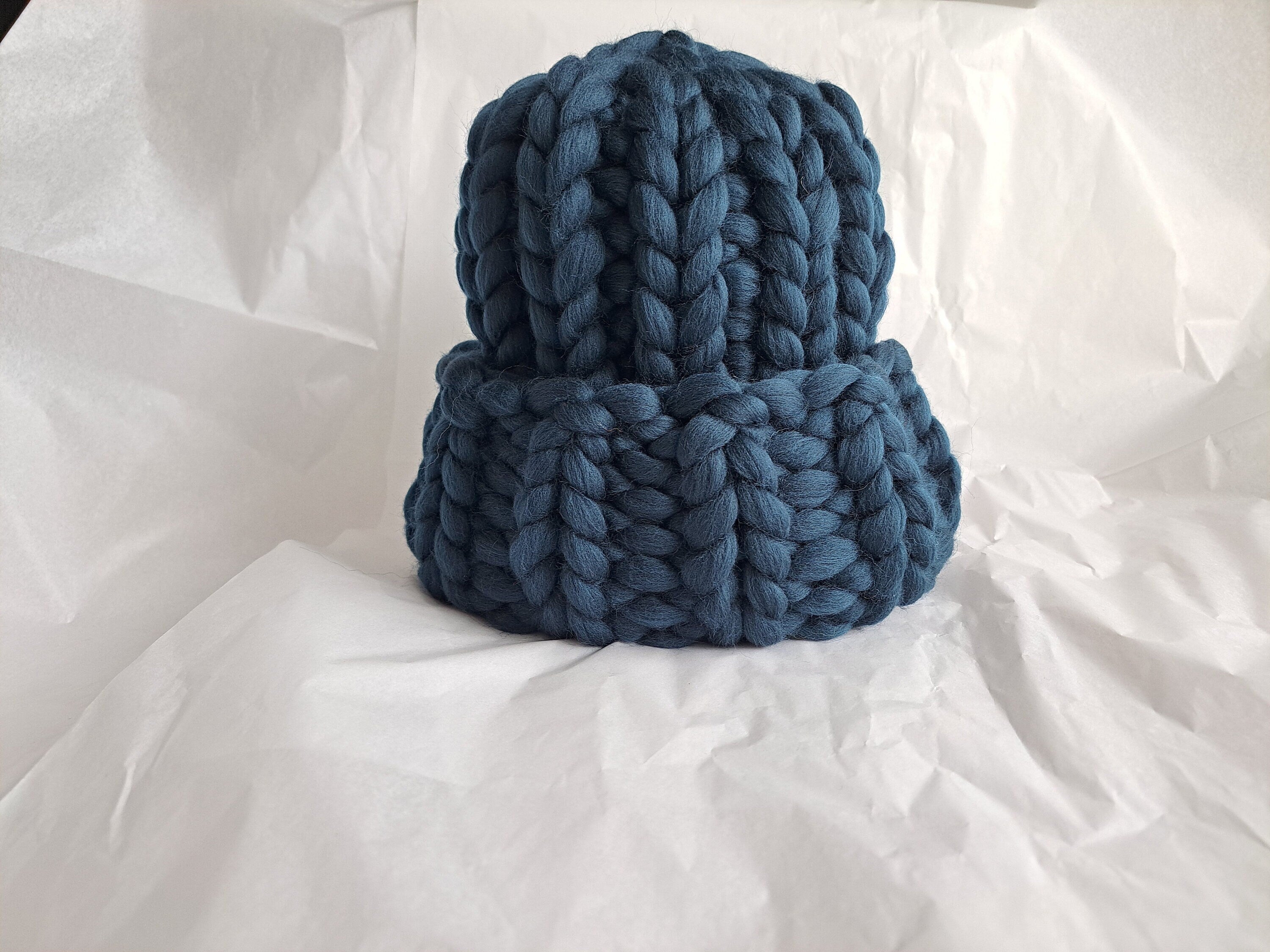 Super Chunky Knit Merino Wool Hat - Beige Winter Hat